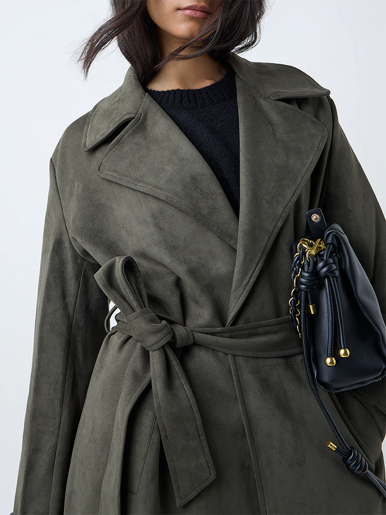 LOV Olive Suede Jacket with Belt - Image 3