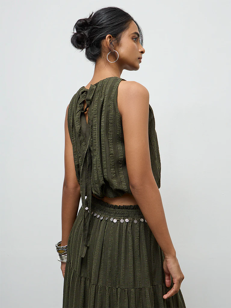 LOV Olive Textured Bubble Top - Image 4