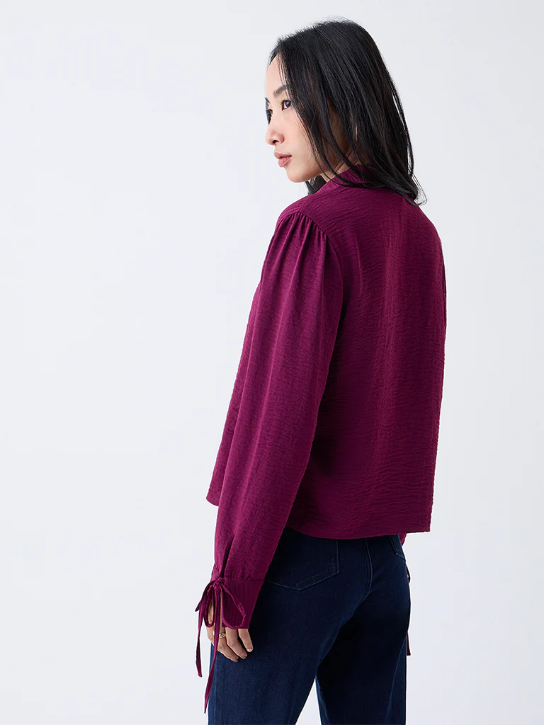 LOV Plum Crinkle-Textured Shirt - Image 4