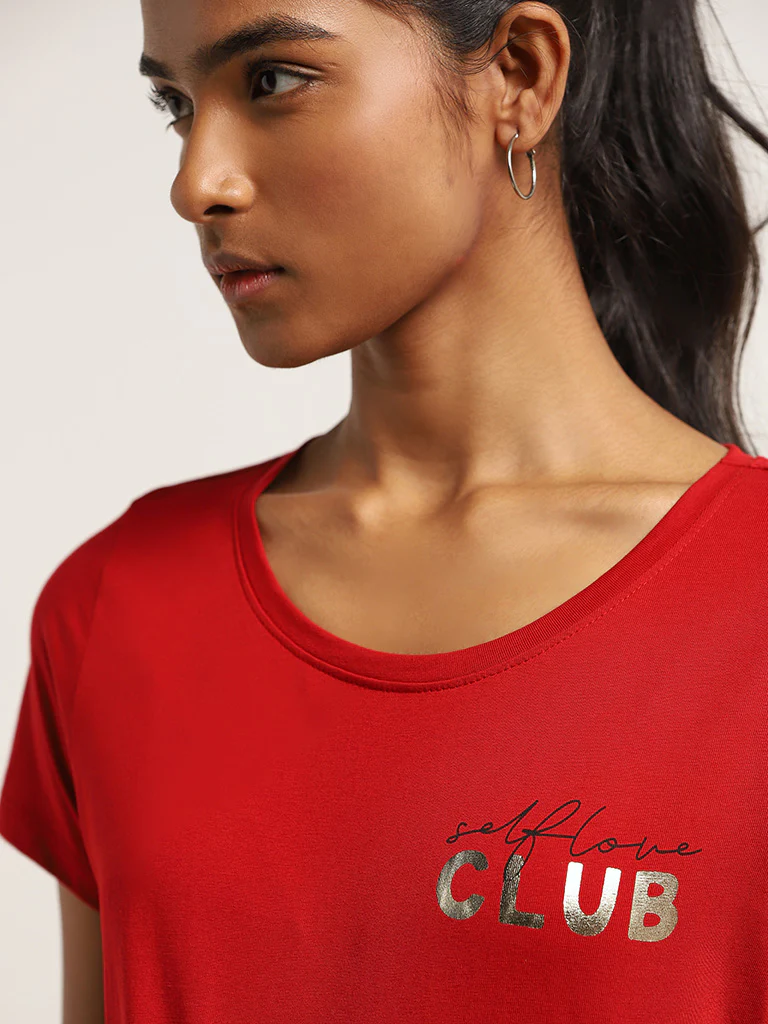 LOV Red Printed Cotton T-Shirt - Image 2