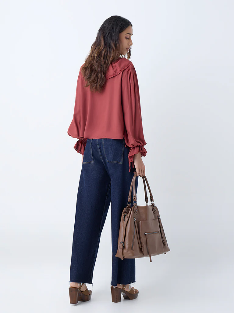 LOV Rust Ruffle-Detailed Top - Image 4