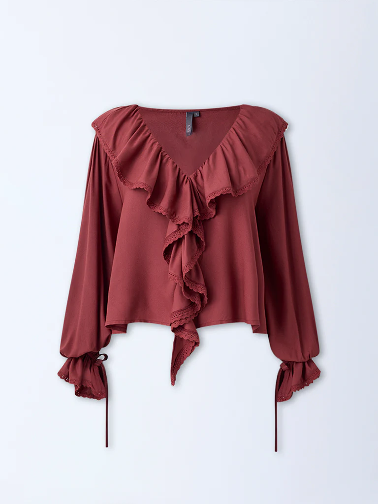 LOV Rust Ruffle-Detailed Top - Image 5