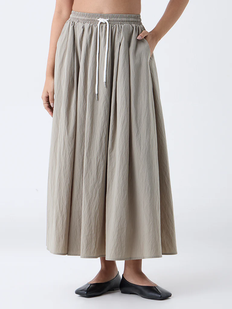 LOV Sage Solid High-Rise Skirt-Online Exclusive - Image 2
