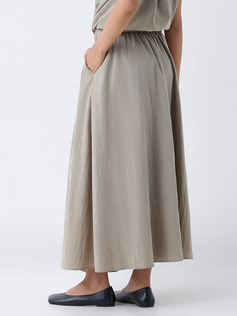 LOV Sage Solid High-Rise Skirt-Online Exclusive - Image 4