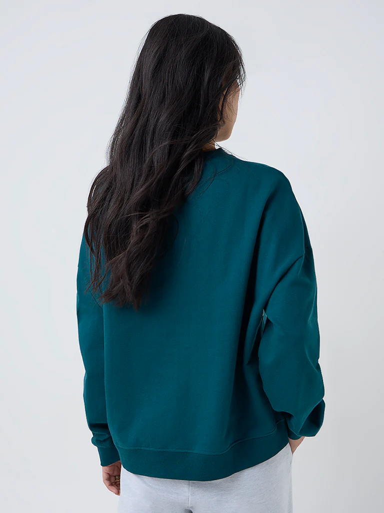 LOV Teal Typographic Cotton Sweatshirt - Image 4