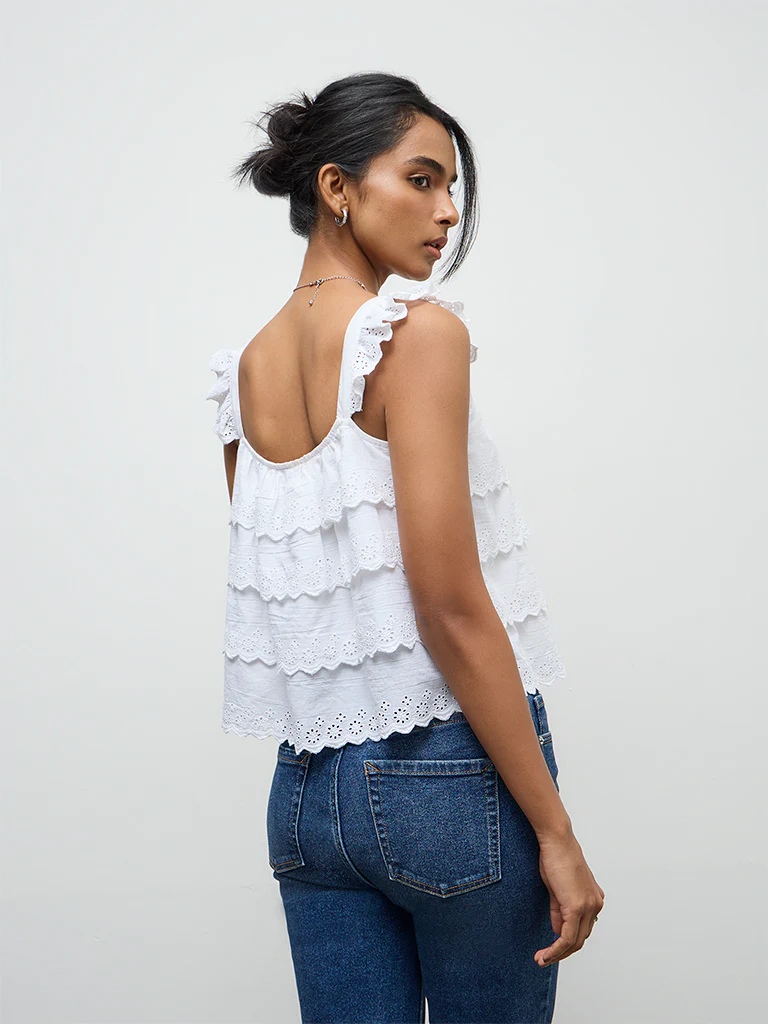 LOV White Broderie Anglaise Top - Image 4