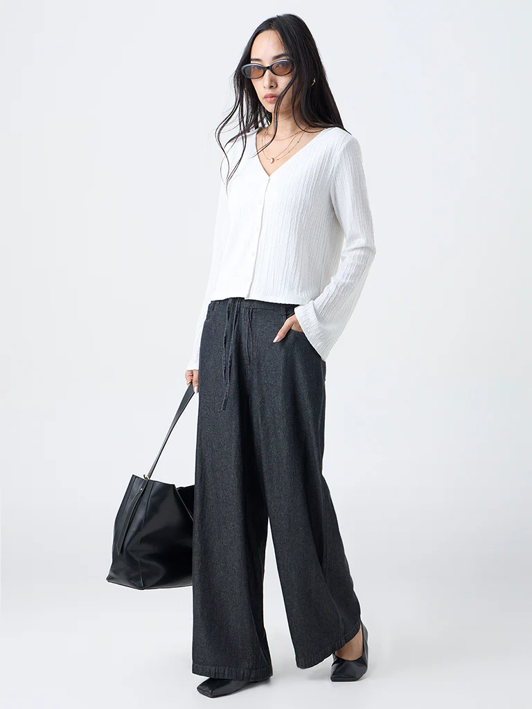 LOV White Crinkle-Textured Top - Image 2