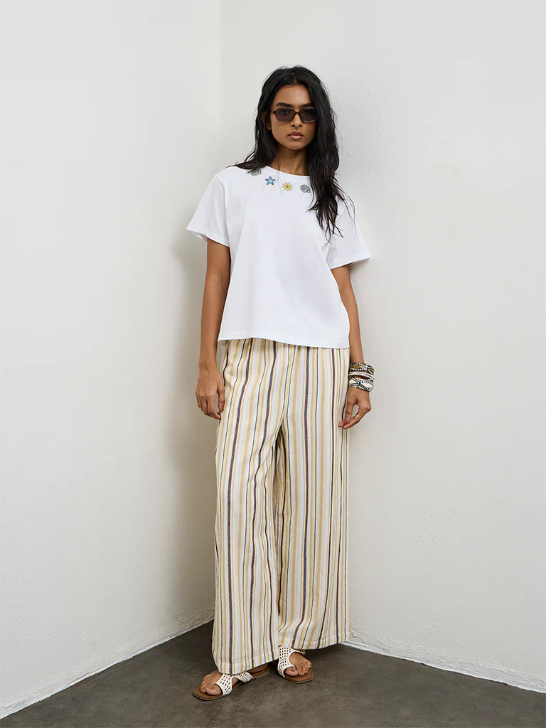 LOV White Embellished Cotton T-Shirt - Image 2