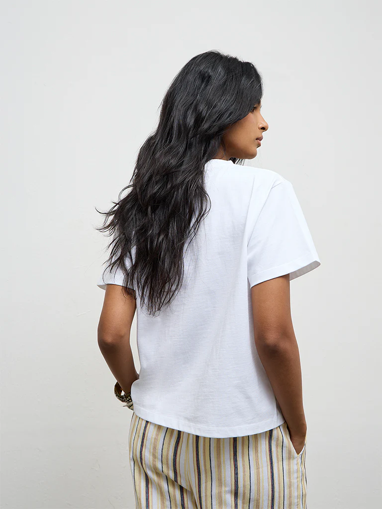 LOV White Embellished Cotton T-Shirt - Image 4