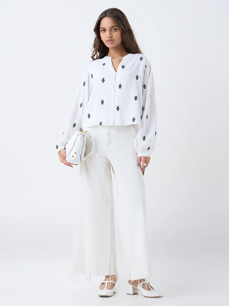 LOV White Embroidered Blouse - Image 2