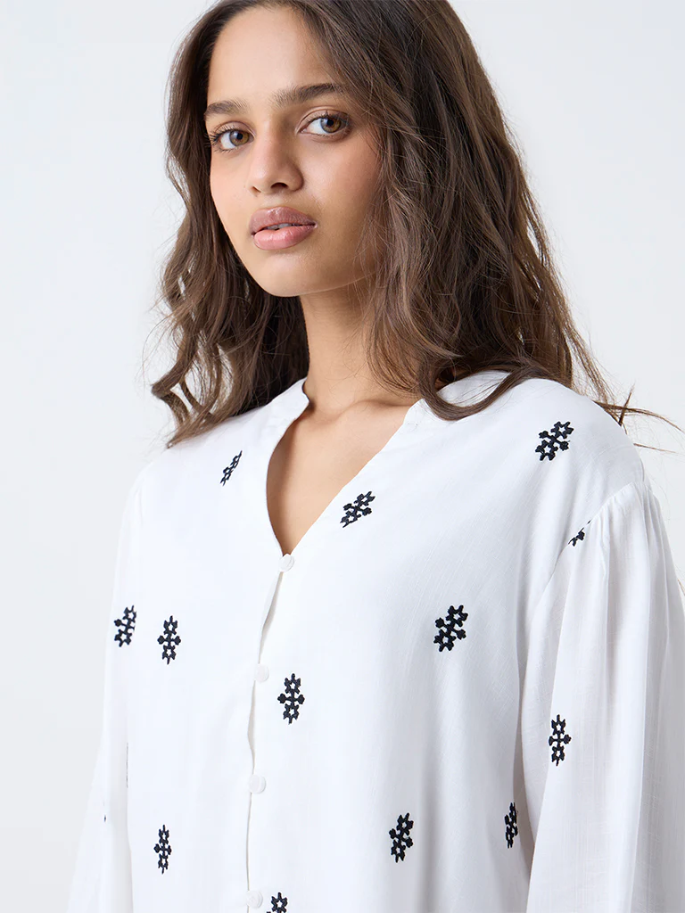 LOV White Embroidered Blouse - Image 3