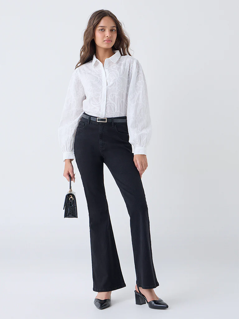 LOV White Embroidered Cotton Shirt - Image 2