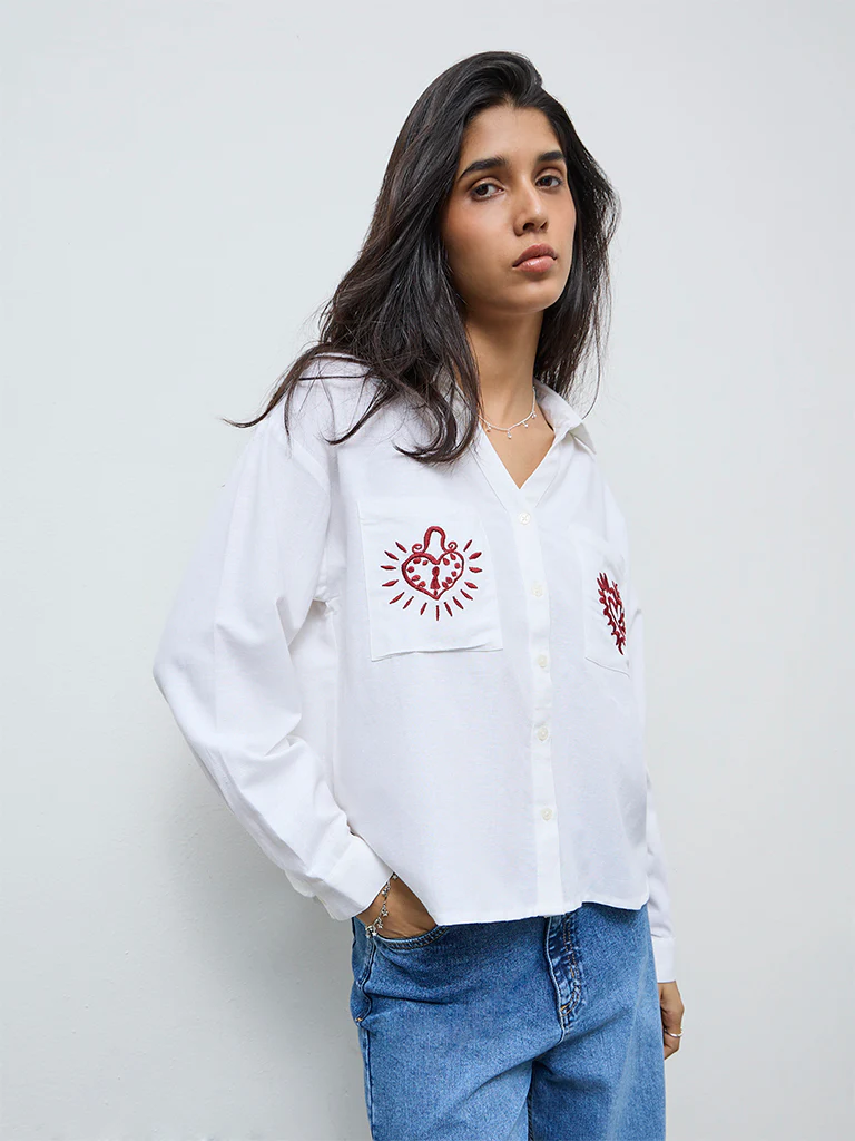 LOV White Embroidered Shirt