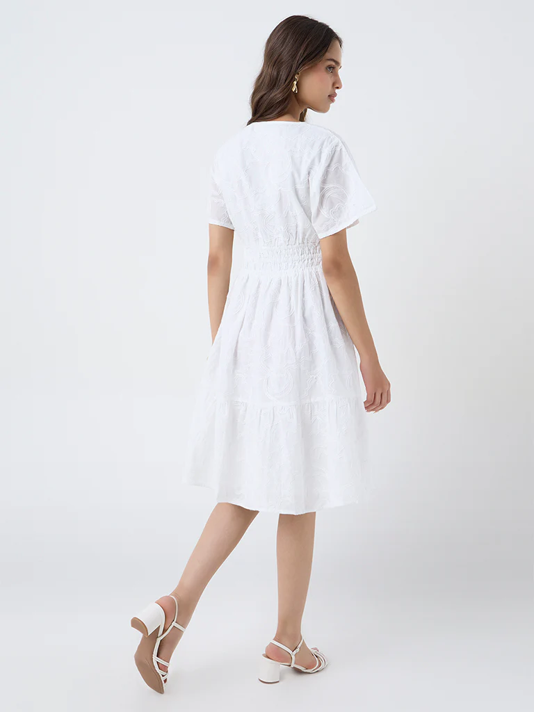 LOV White Embroidered Tiered Dress - Image 4