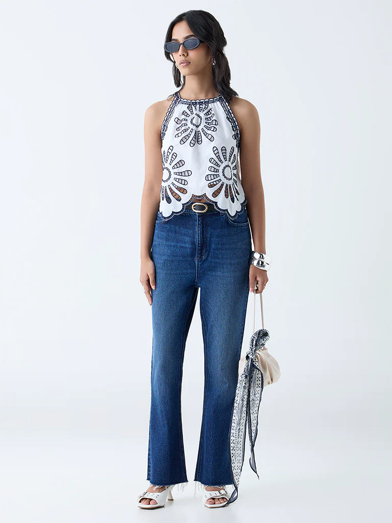 LOV White Floral Embroidered Cotton Top - Image 2