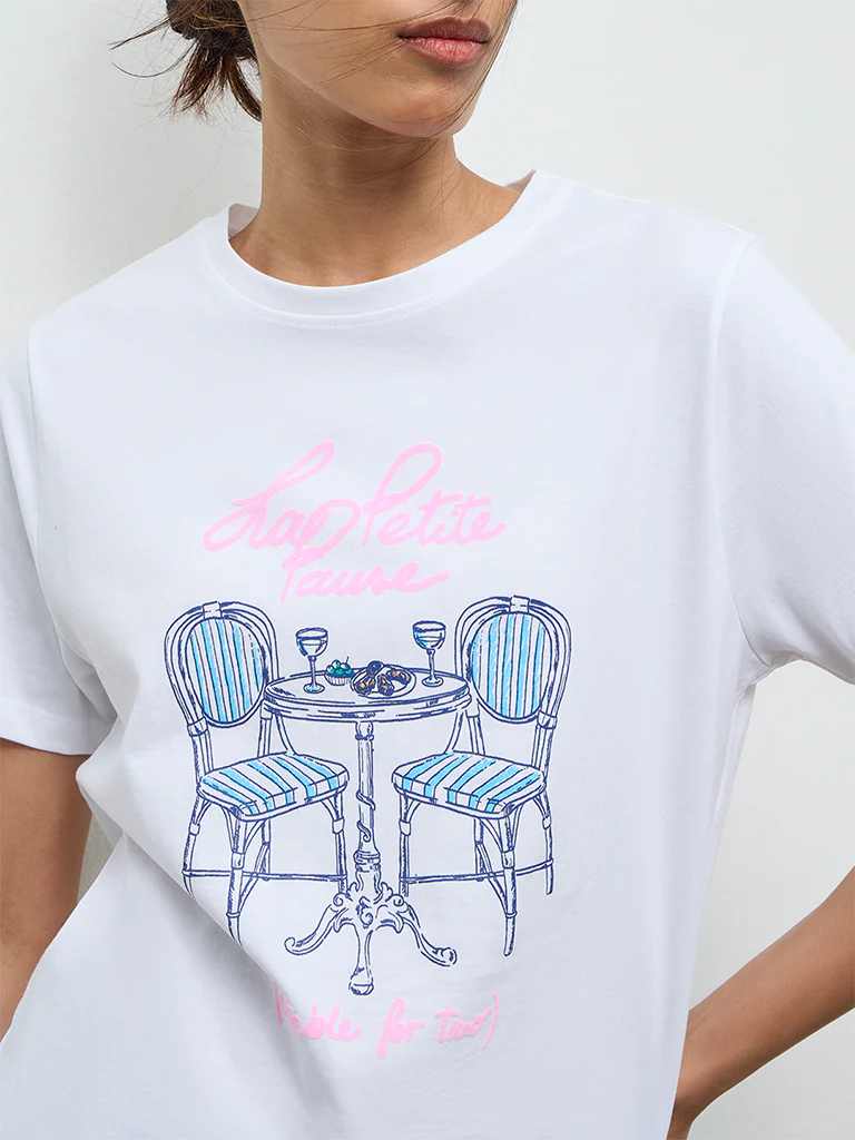LOV White Graphic Printed Cotton T-Shirt - Image 3