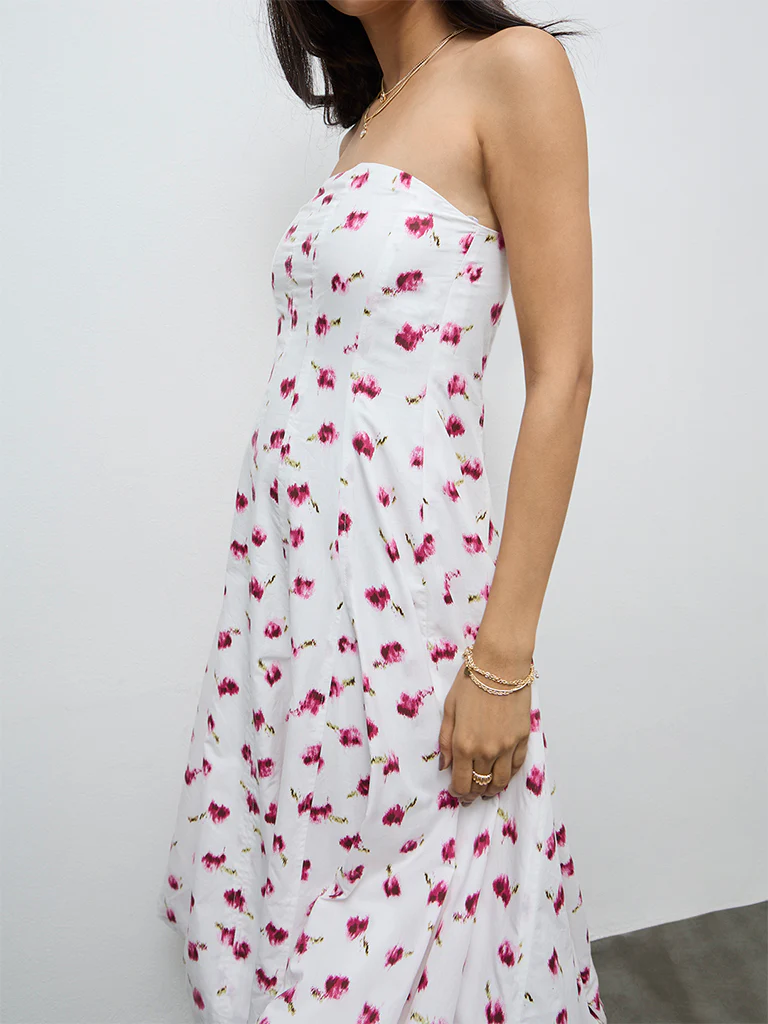 LOV White Printed Off-Shoulder Dress - Image 3