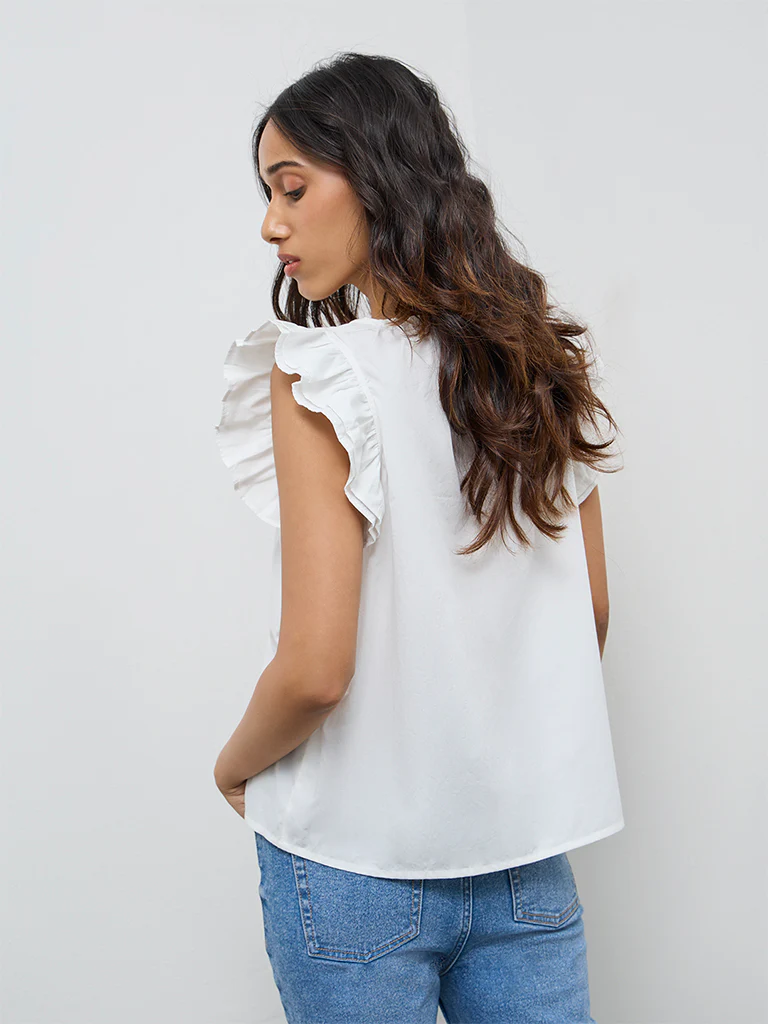 LOV White Solid Cotton Top - Image 4