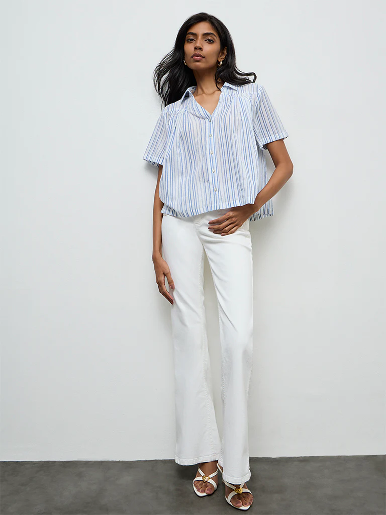 LOV White Striped Cotton Blouse - Image 2