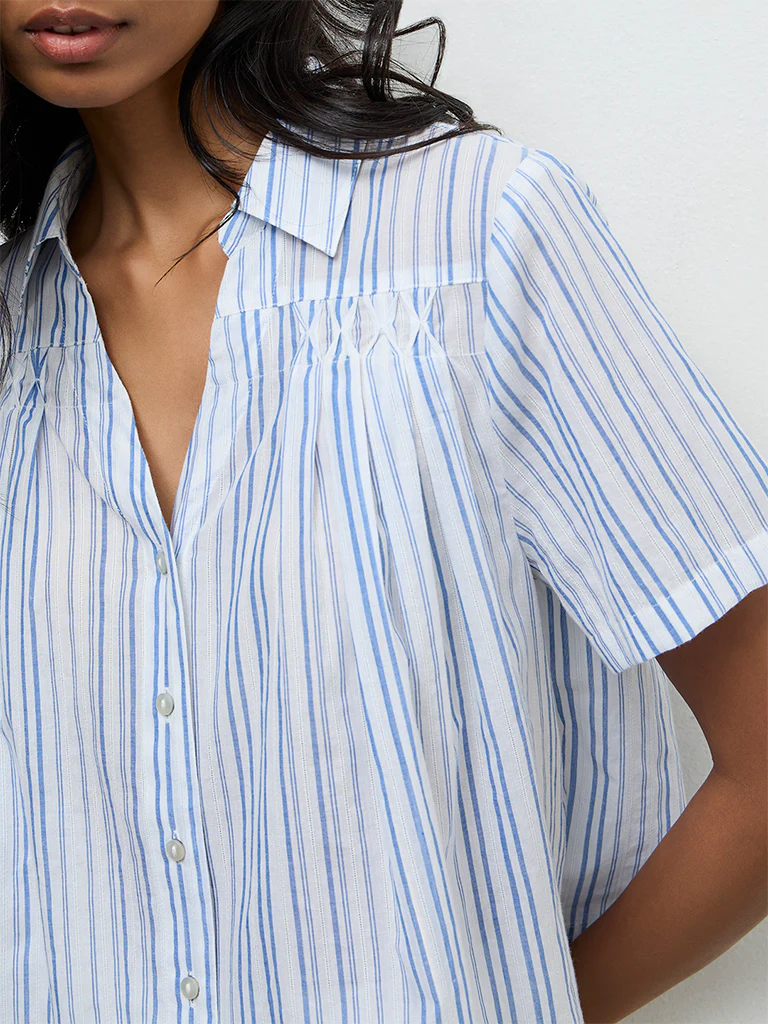 LOV White Striped Cotton Blouse - Image 3