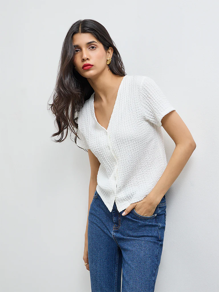 LOV White Textured Top - Image 2