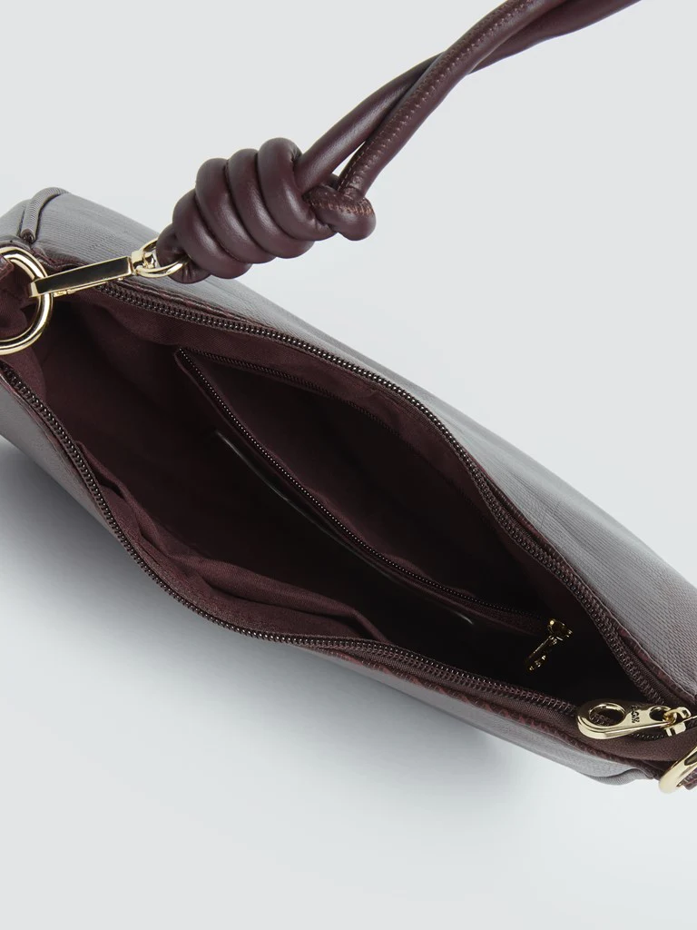 LOV Wine Croc-Textured Shoulder Bag - Image 3
