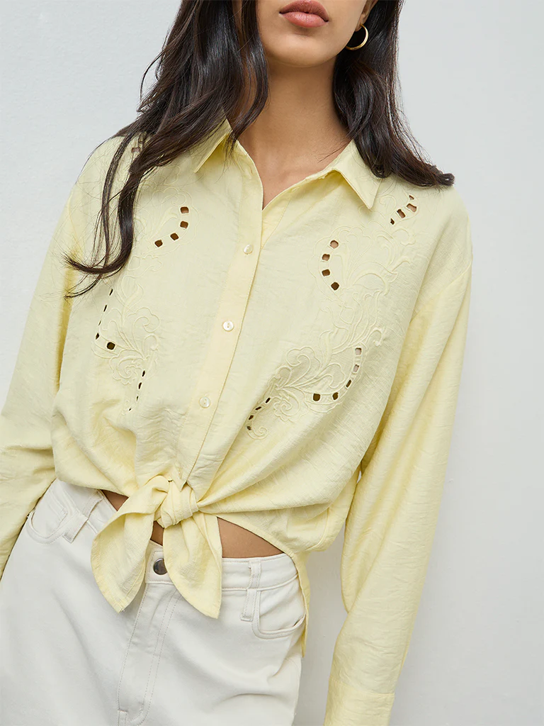 LOV Yellow Floral Embroidered Shirt - Image 3