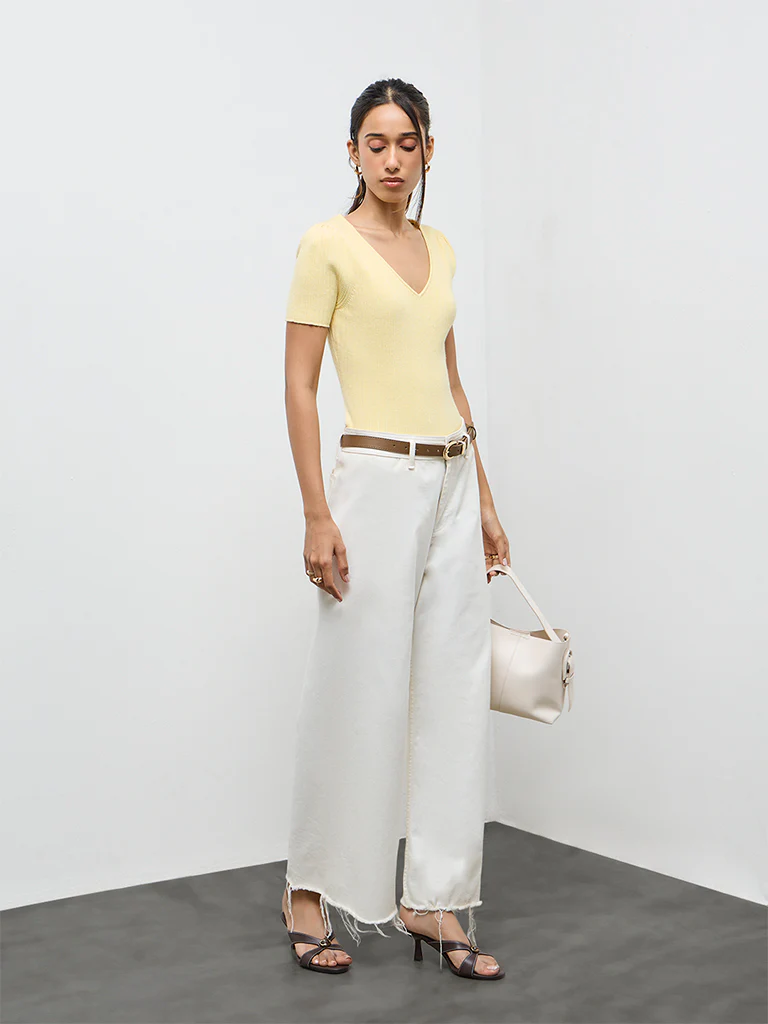 LOV Yellow Ribbed-Textured Top - Image 2
