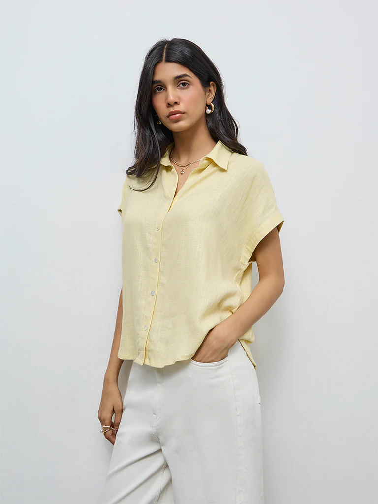 LOV Yellow Solid Shirt