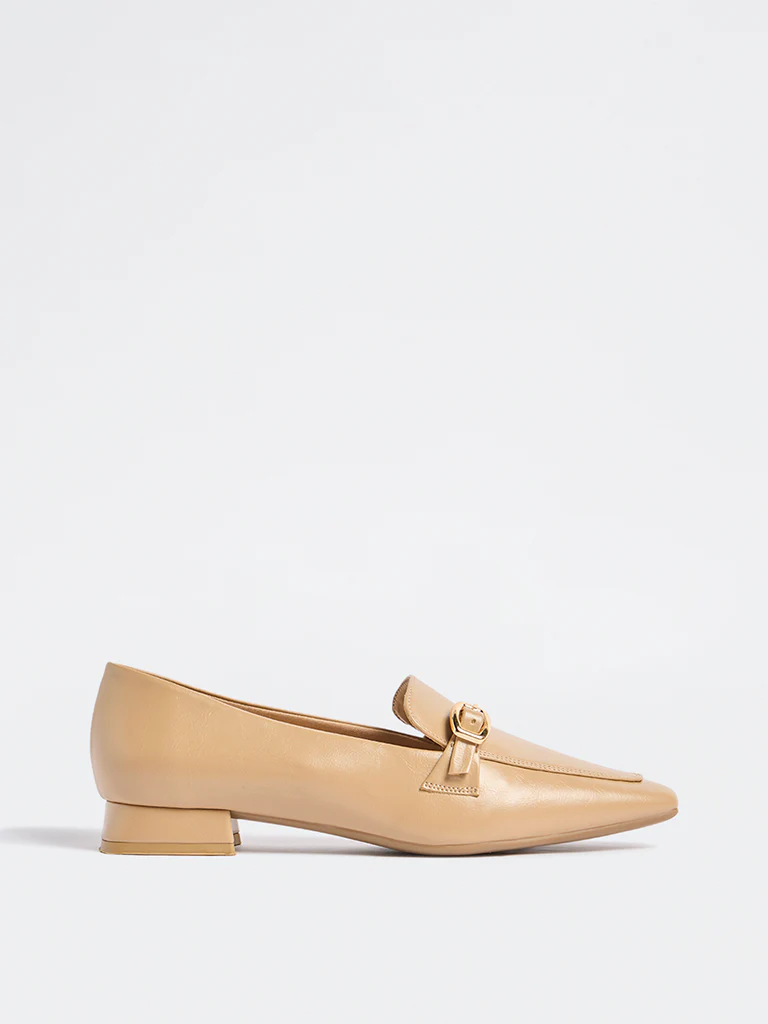 LUNA BLU Beige Buckle-Detailed Loafers - Image 2