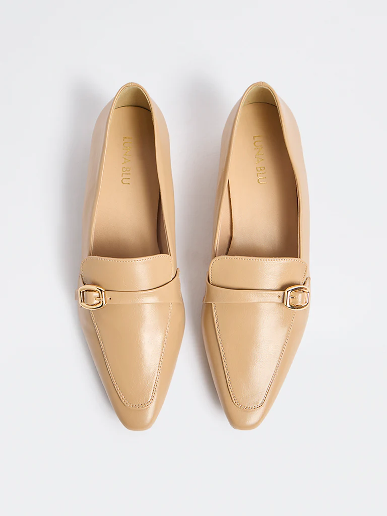 LUNA BLU Beige Buckle-Detailed Loafers - Image 3