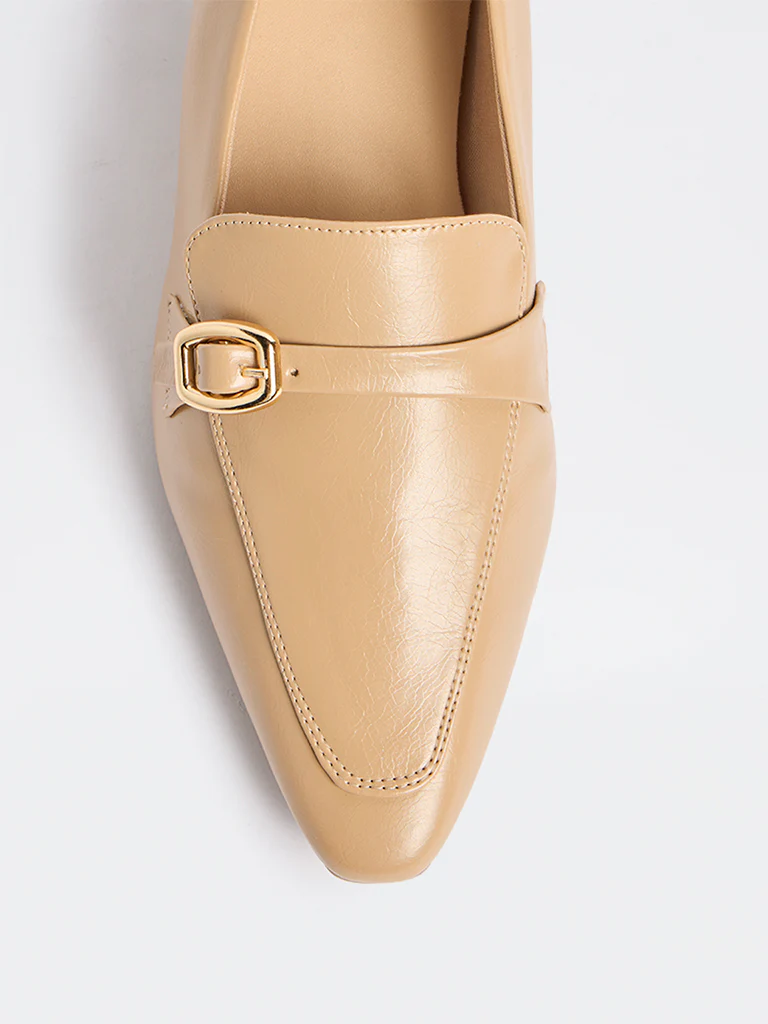 LUNA BLU Beige Buckle-Detailed Loafers - Image 4