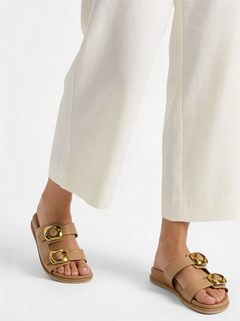 LUNA BLU Beige Double Strap Sandals