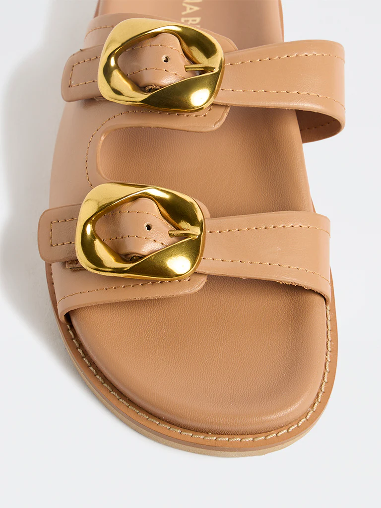 LUNA BLU Beige Double Strap Sandals - Image 4