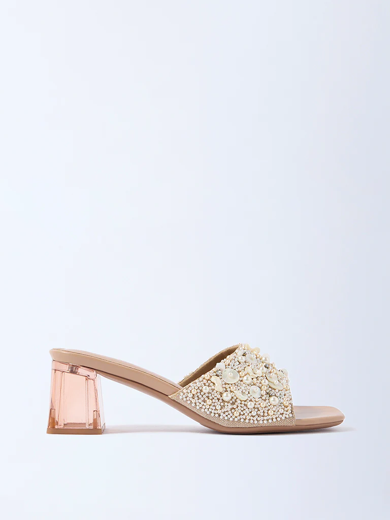 LUNA BLU Beige Embellished Block-Heel Sandals - Exclusive - Image 2