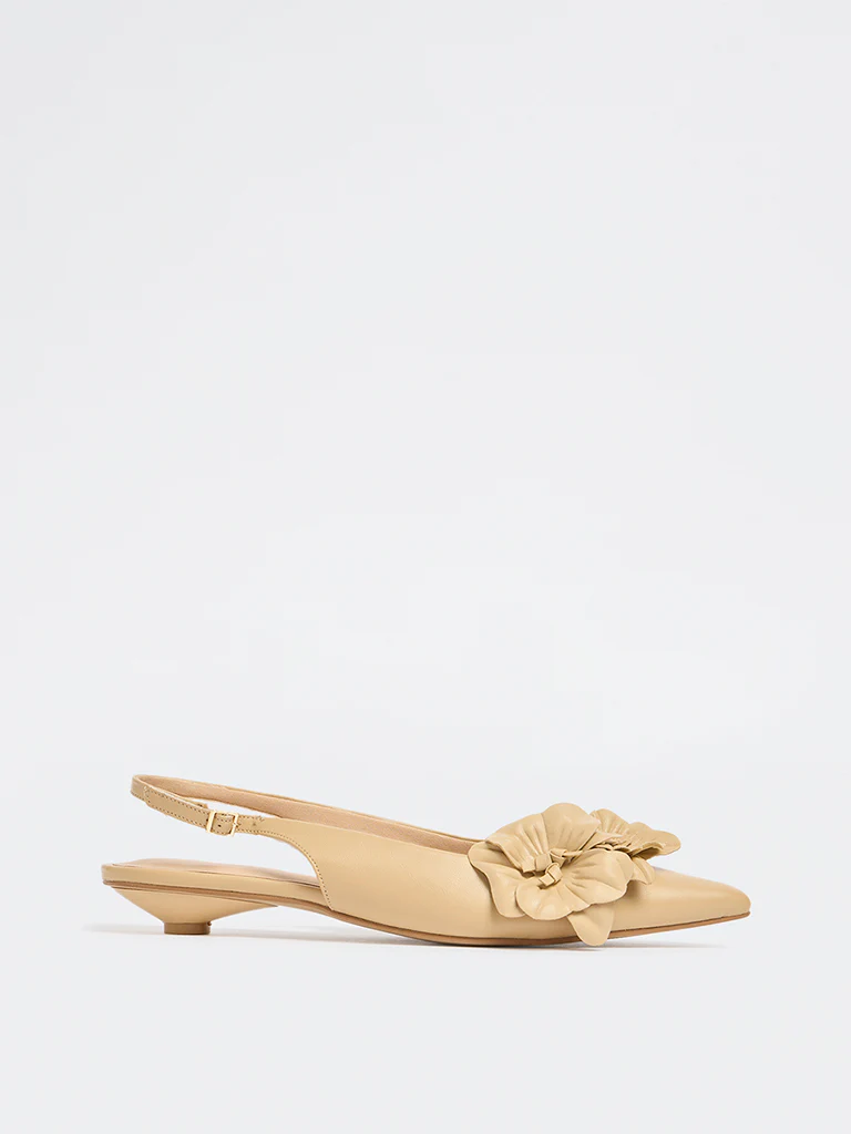 LUNA BLU Beige Floral Detailed Pointed Toe Mules - Image 2