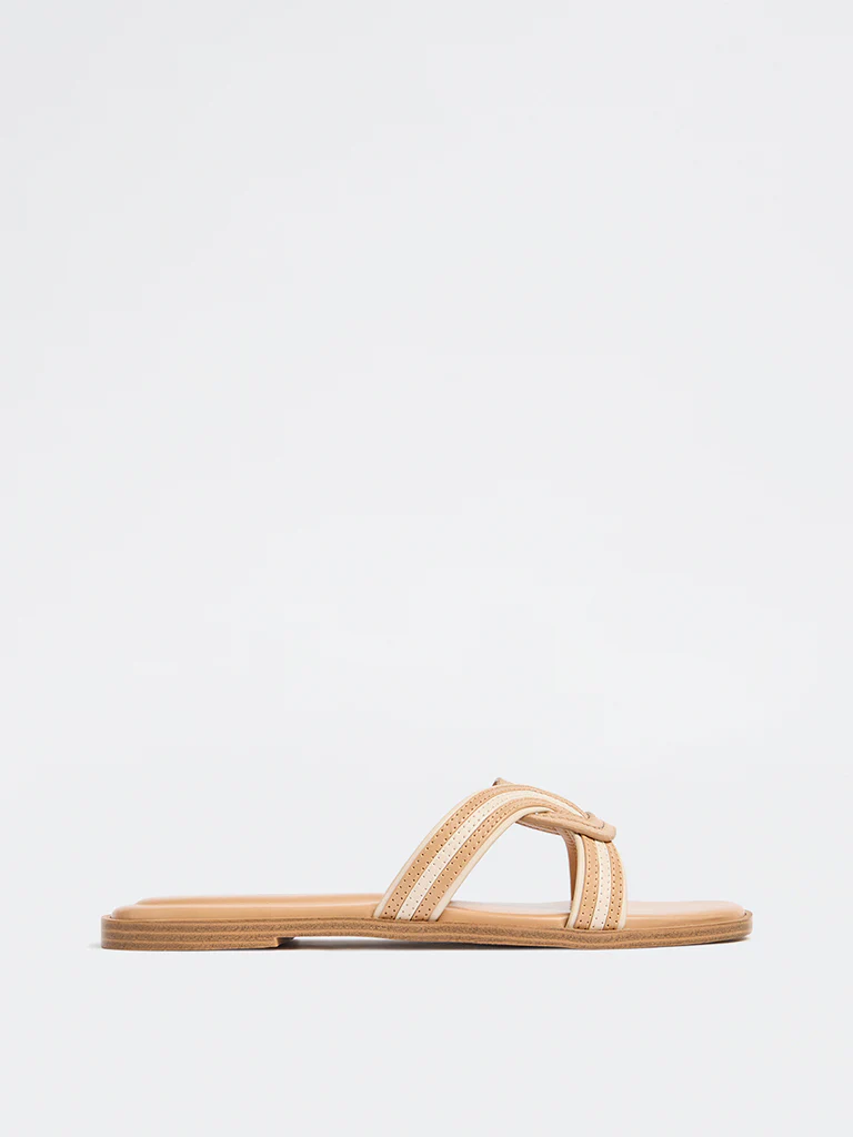 LUNA BLU Beige Interwoven Slides