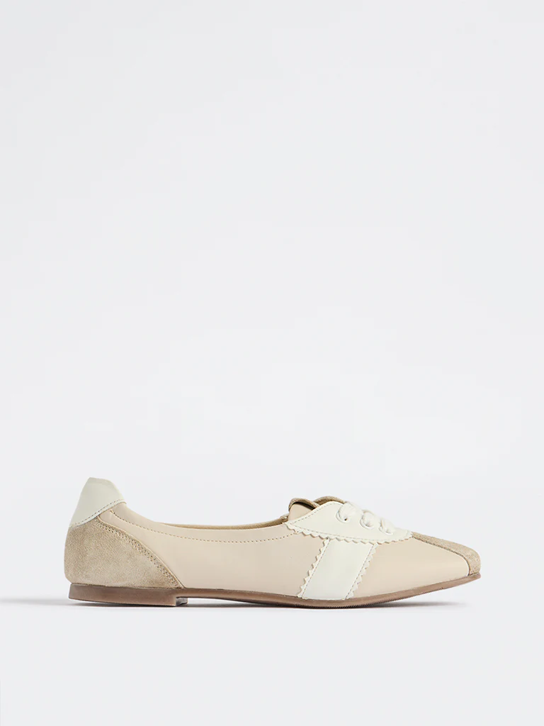 LUNA BLU Beige Lace-up Ballerinas - Image 2