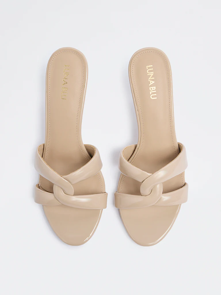 LUNA BLU Beige Mule Heel Sandals - Image 3