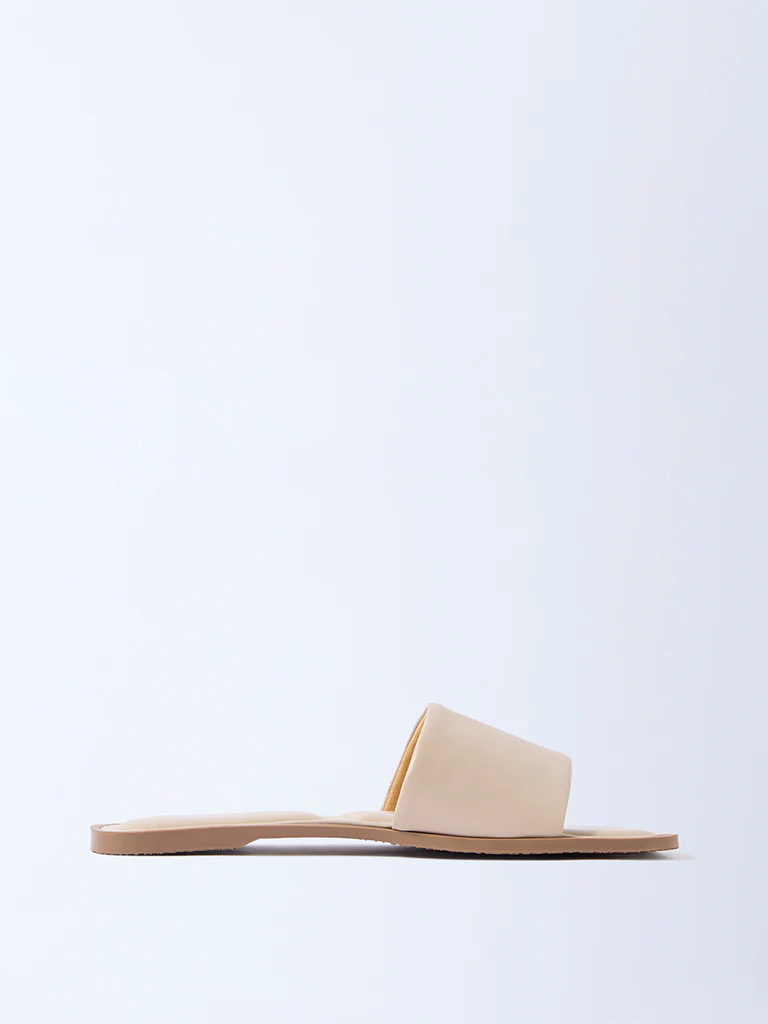 LUNA BLU Beige Puffed Slides - Exclusive - Image 2