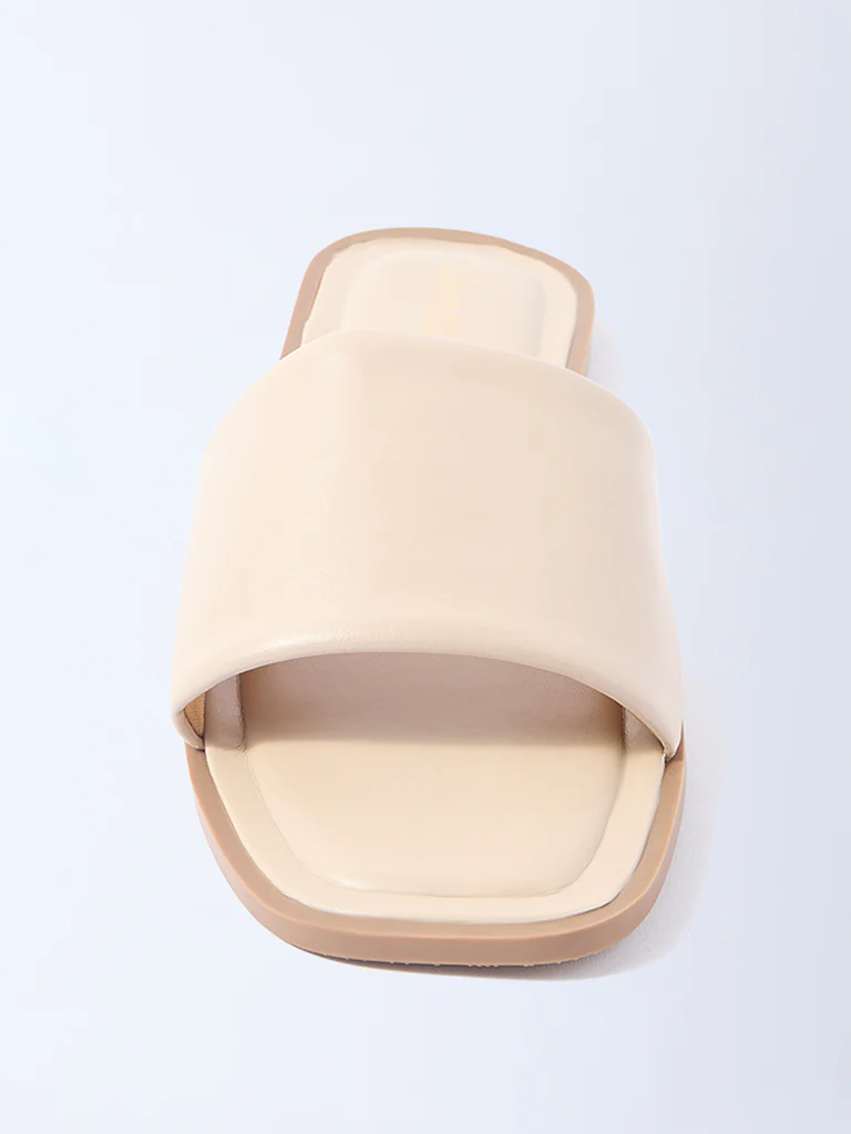 LUNA BLU Beige Puffed Slides - Exclusive - Image 3
