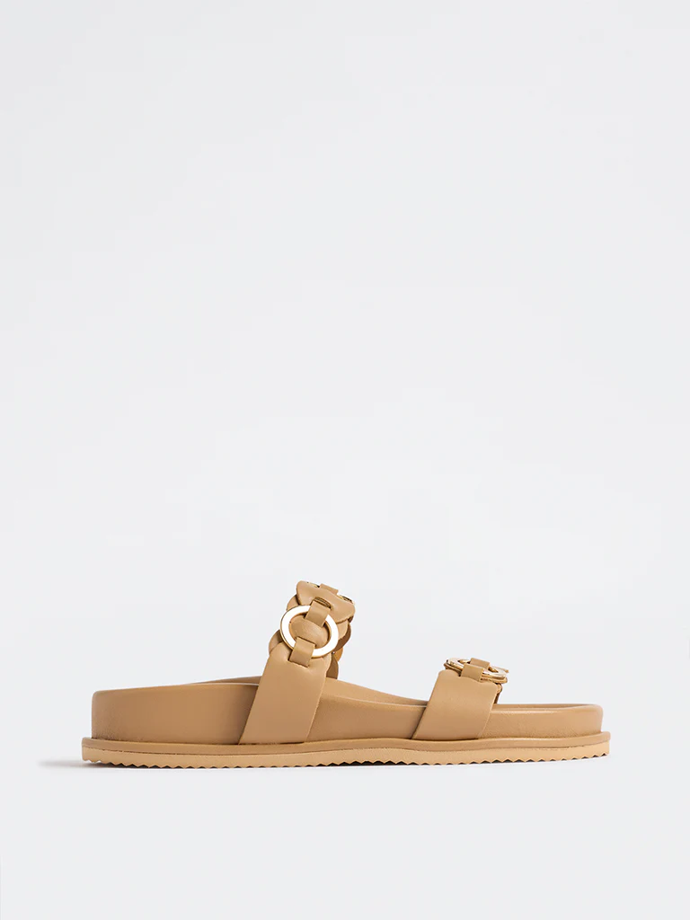 LUNA BLU Beige Ring-Detailed Dual Strap Sandals - Image 2