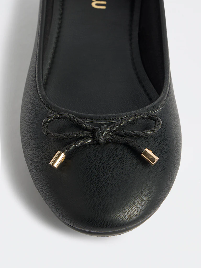 LUNA BLU Black Bow-Detailed Ballerinas - Image 4