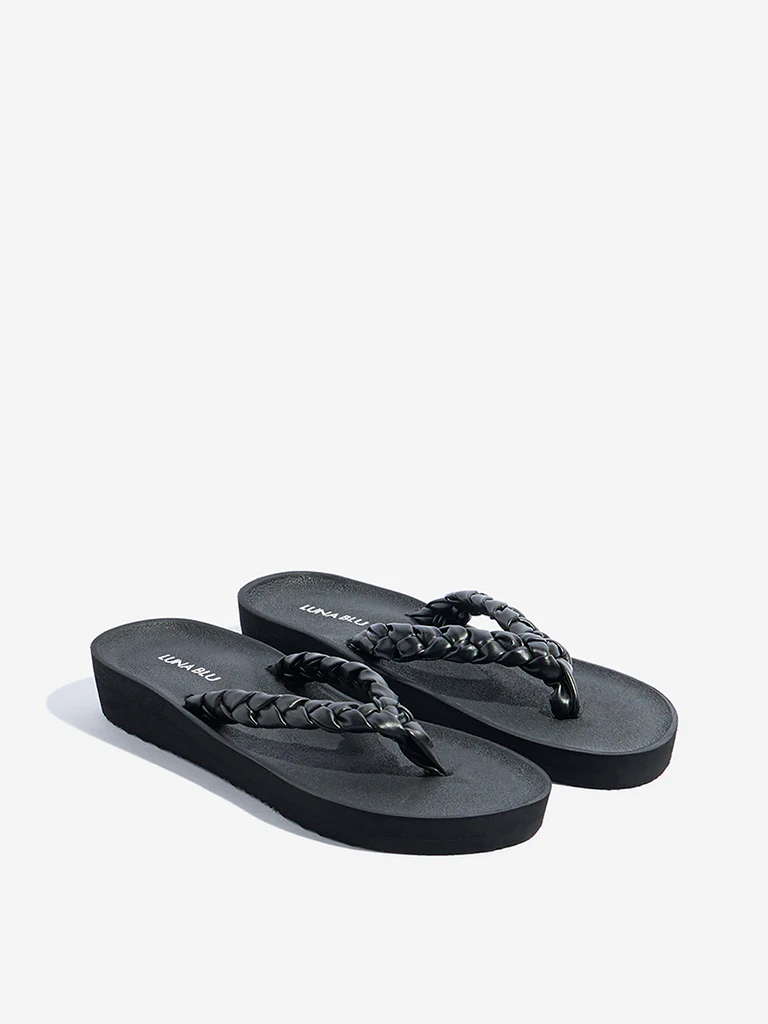 LUNA BLU Black Braided Flip-Flops - Image 2