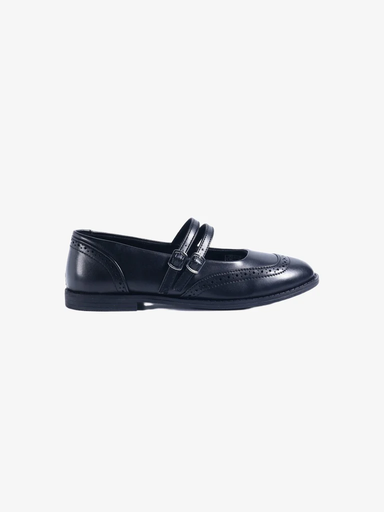 LUNA BLU Black Brogue Detail Mary Jane Shoes - Image 3