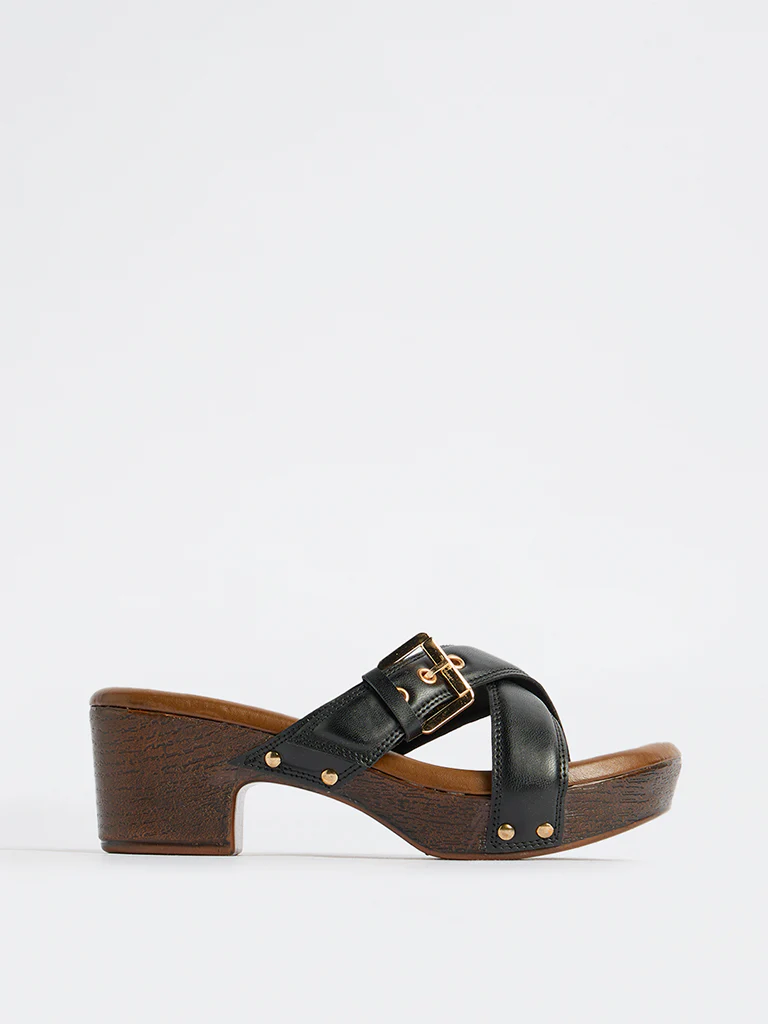 LUNA BLU Black Criss-Cross Strap Heel Sandals - Image 2