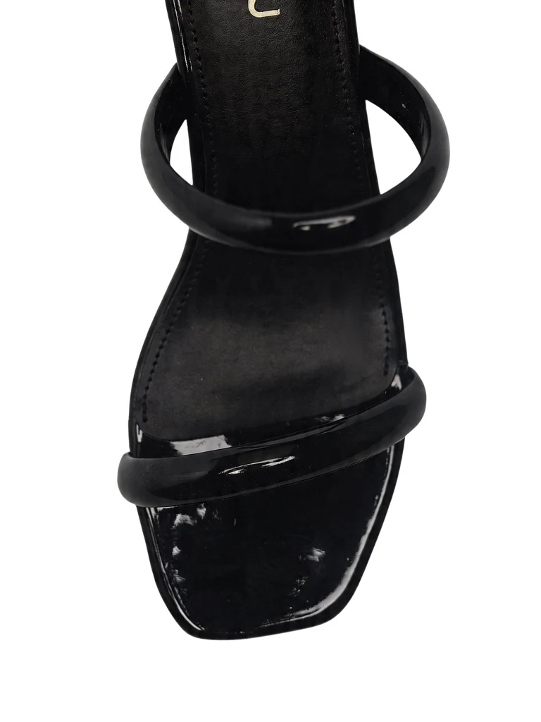 LUNA BLU Black Dual-Strap Square-Toe Heel Sandals - Image 3