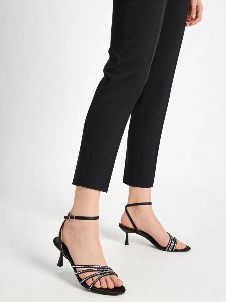 LUNA BLU Black Embellished Heel Sandals