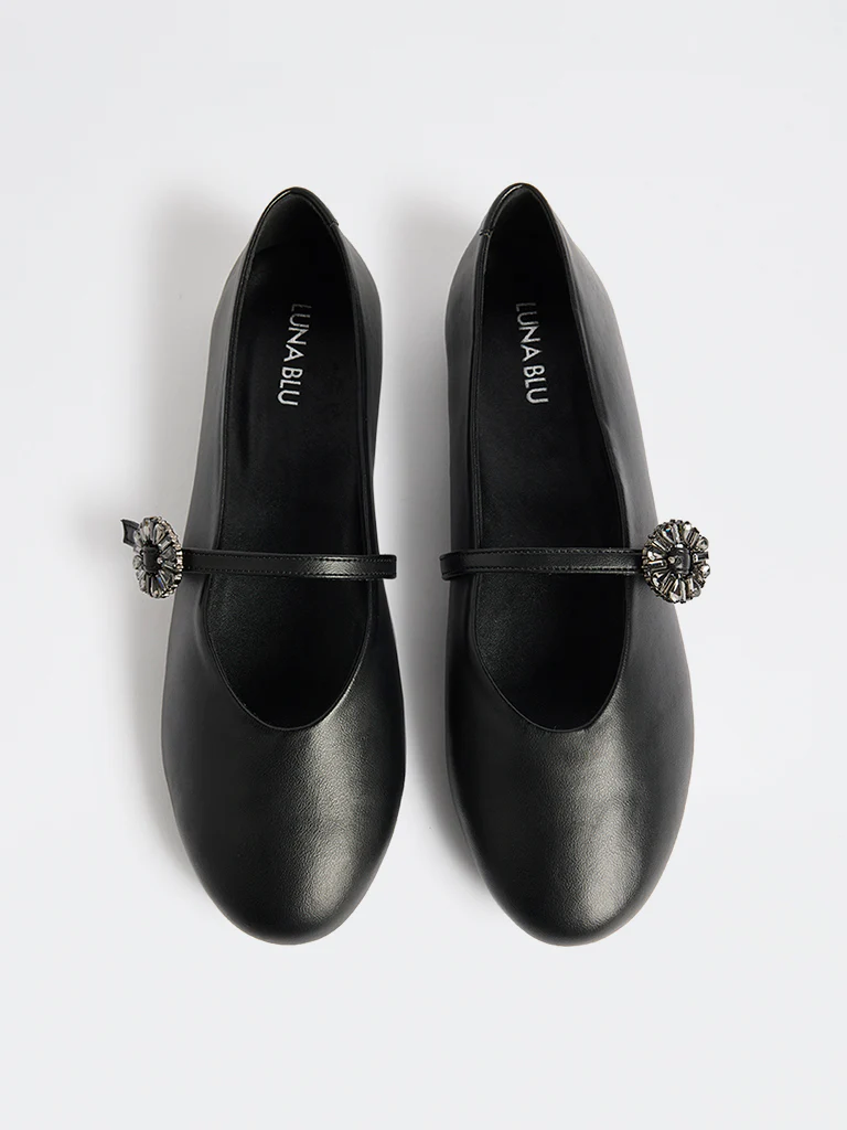 LUNA BLU Black Embellished Mary Jane Shoes - Image 3