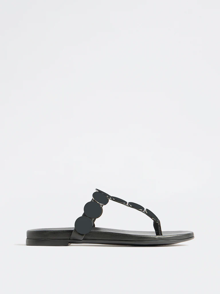 LUNA BLU Black Embellished Thong-Strap Sandals - Image 2